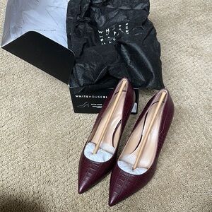 White House Black Market Burgundy Croc-Embossed Women's Shoes